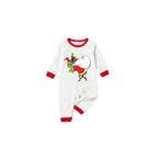 Christmas White Pajamas Set With Cartoon Pattern Print