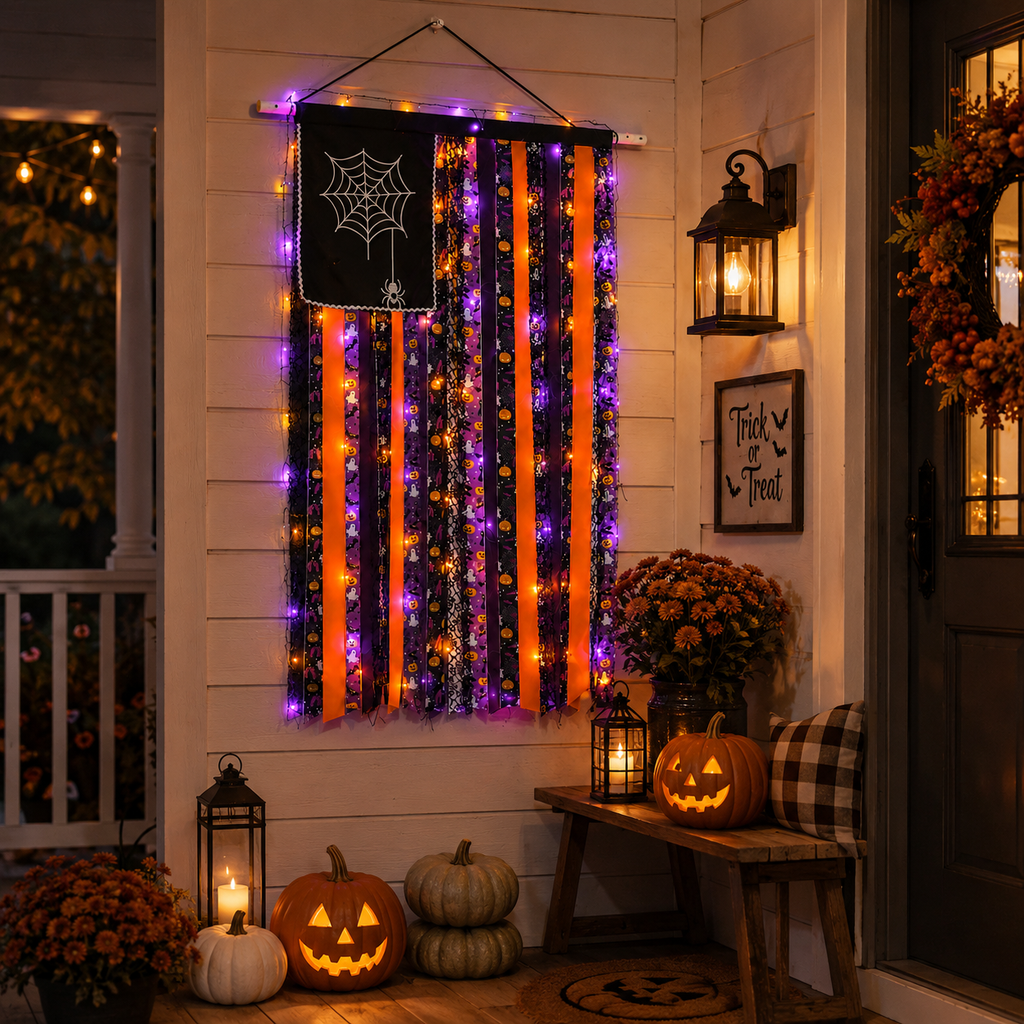 Lighted Halloween Ribbon Wall Hanging Decor