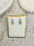 Diamante Trim Oval Diamond Drop Stud Earrings