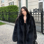 Women's Faux Long Coat Thicken Jackets Winter Warm Comfort Fashion Casual OL