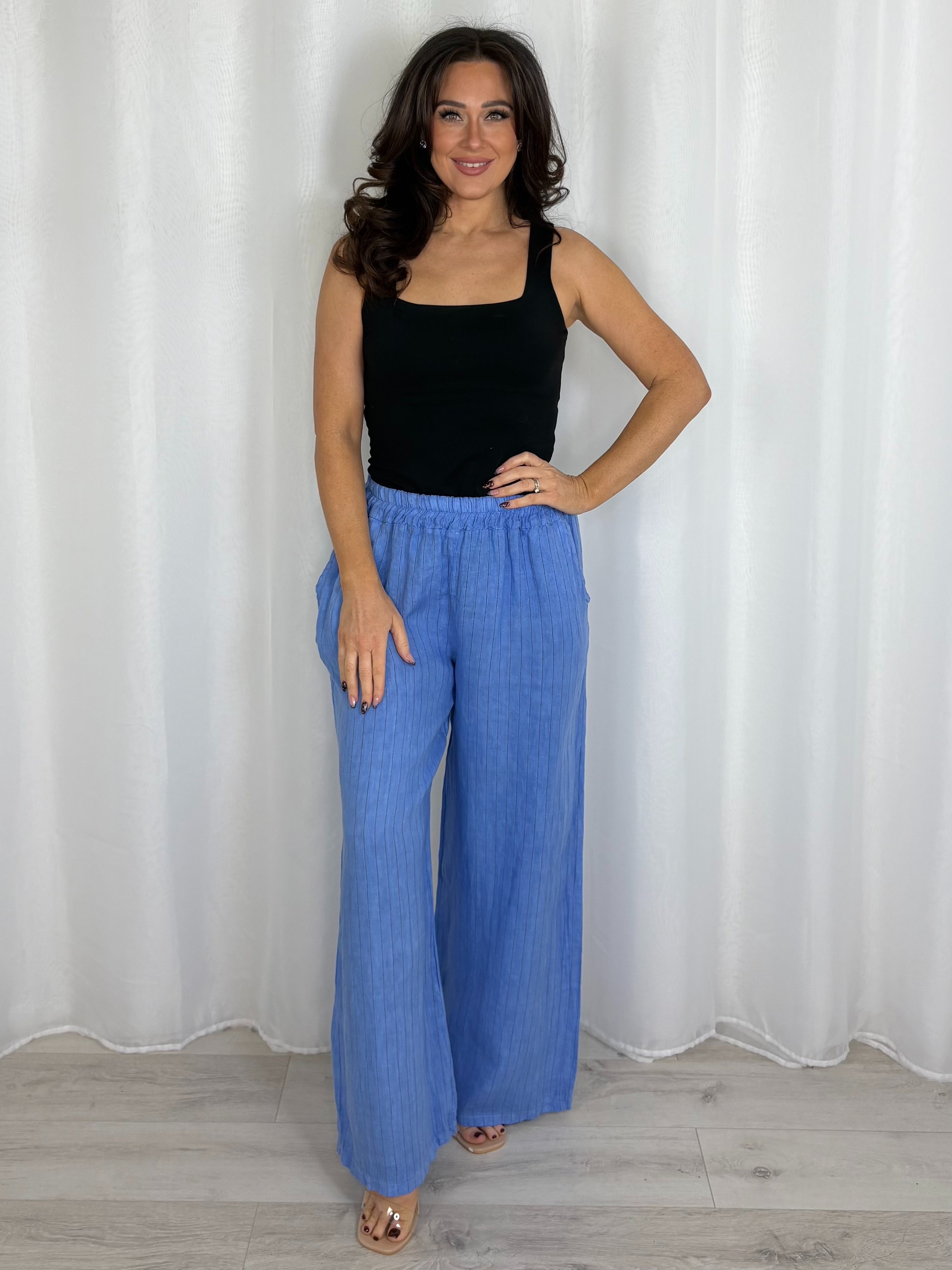 Linen Pinstripe Trousers (7 Colours)