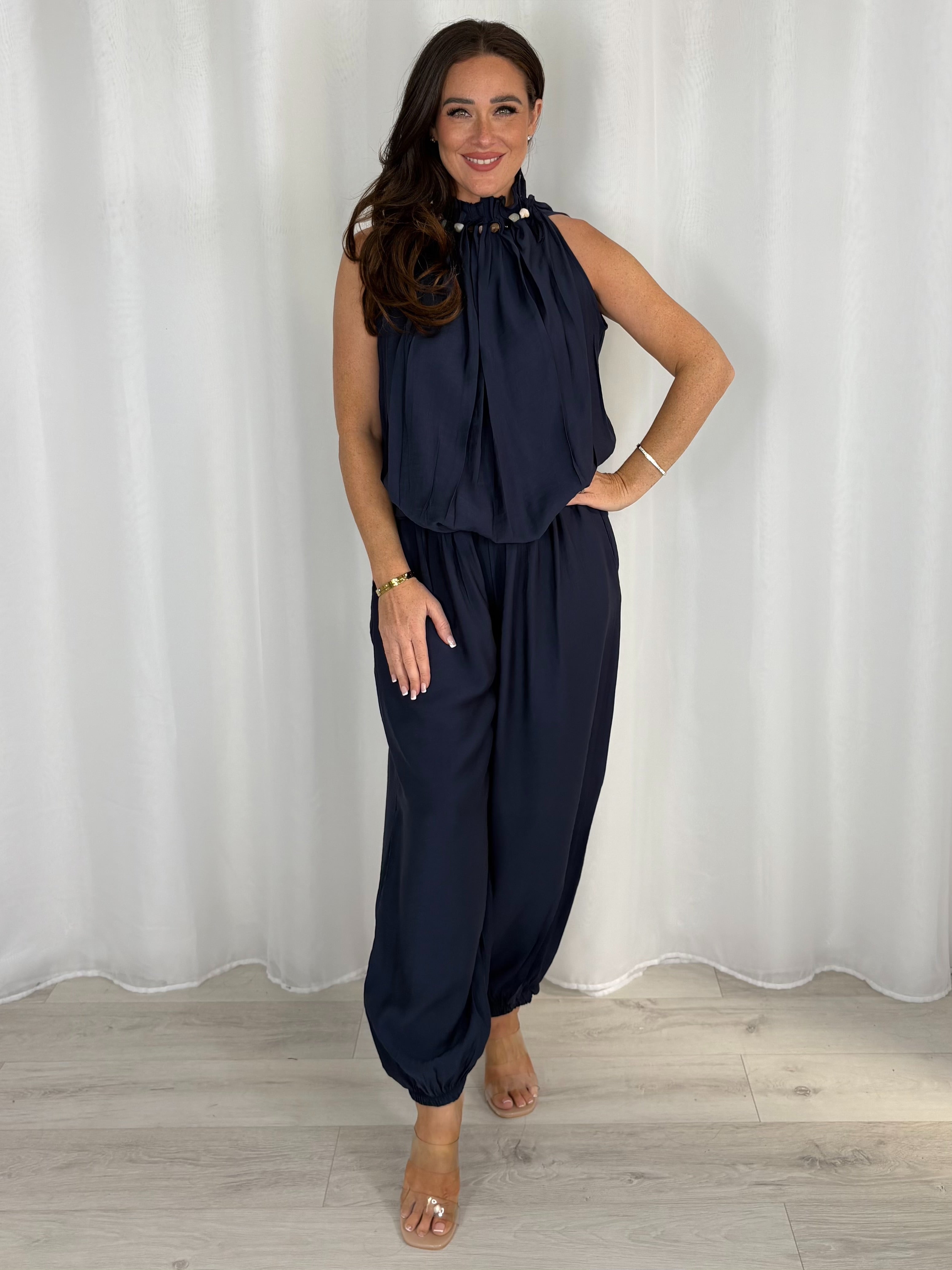 Harem Trouser And Balloon Top With Stone Detail Co-Ord (4 Colours)