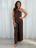 Gold Buckle Racer Cut Top And Wide Leg Trouser Co-Ord (3 Colours)