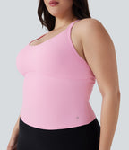 SoftlyZeroTM Plush Cut Out Yoga Plus Size Tank Top