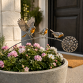 Metal Bird Garden Stake Decor with Dandelion Accent