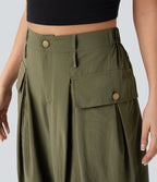 High Waisted Flap Pockets Casual Cargo Joggers