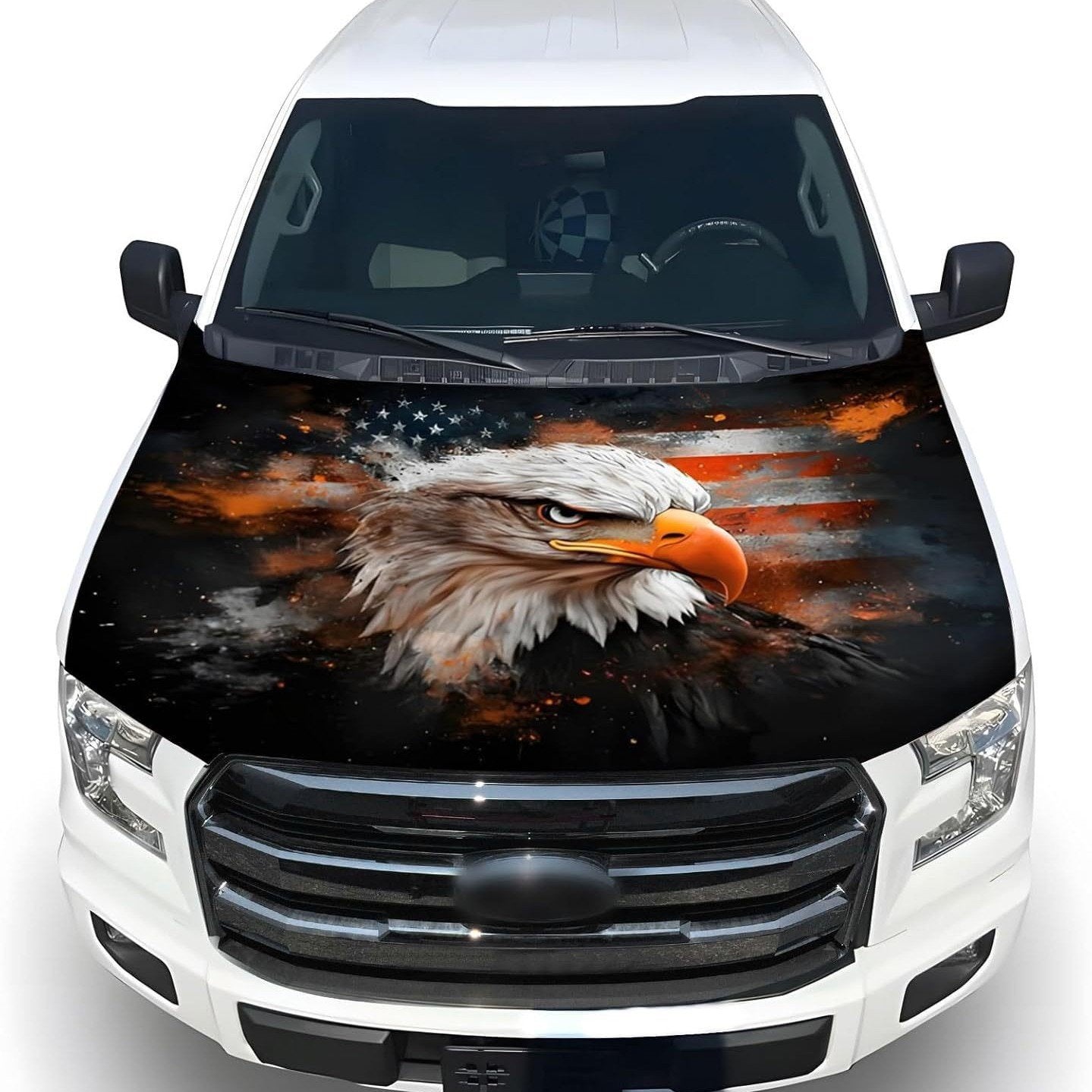 🔥65K+ Sold American Eagle Car Hood Flag Cover 🇺🇸🦅 No Glue, No Tools, Install in 1 Minute 🚗