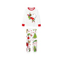 Christmas White Pajamas Set With Cartoon Pattern Print