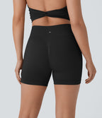 Seamless Flow High Waisted Ruched Yoga Biker Shorts 4''
