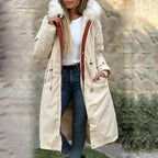 Women's winter parka with hood and fur collar