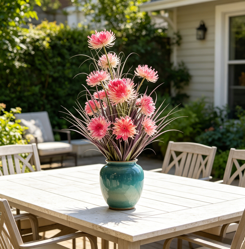 Pink Faux 3-Head Floral Stem, Decorative Artificial Flower Spray