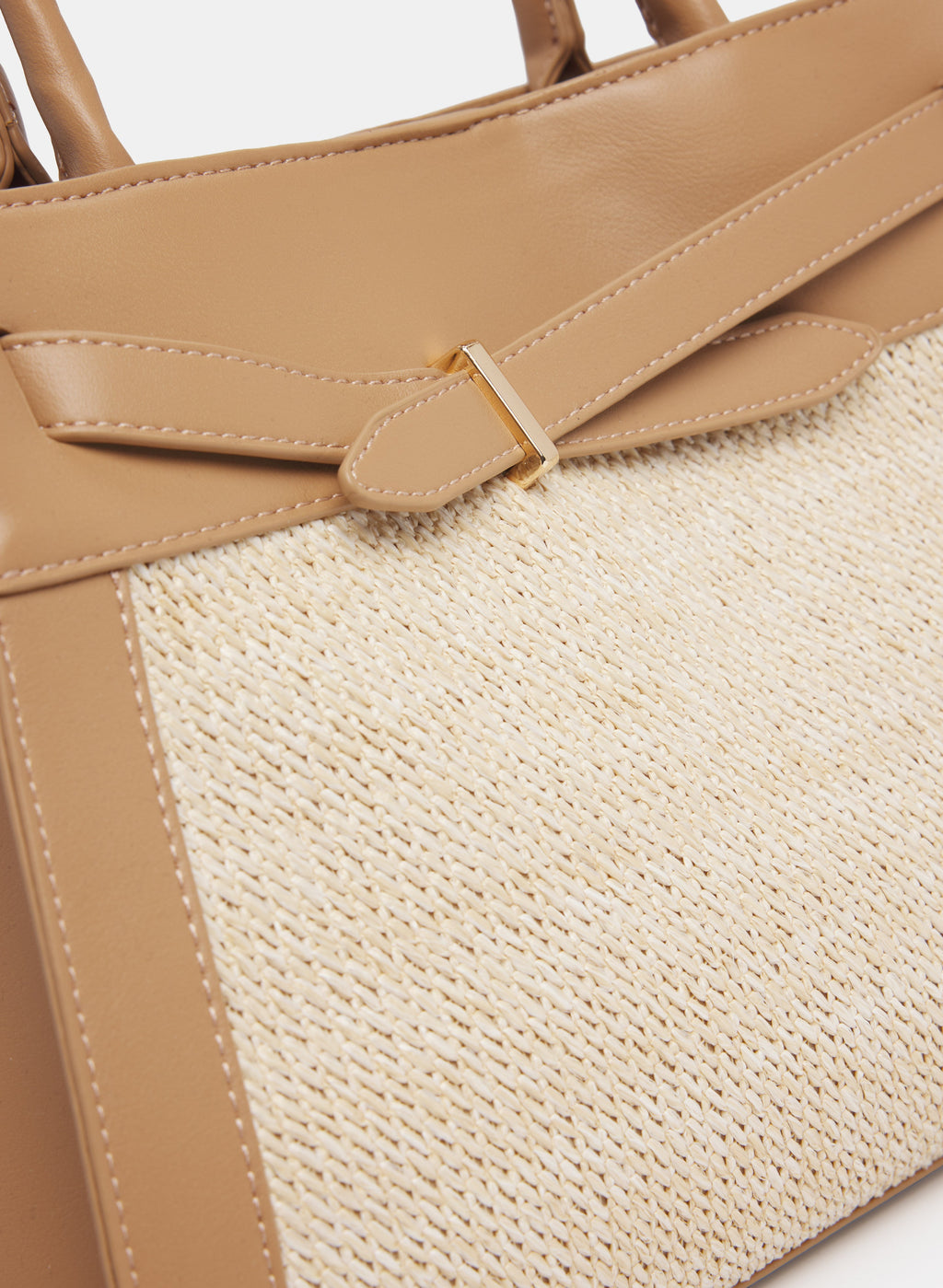 Straw Front Handbag