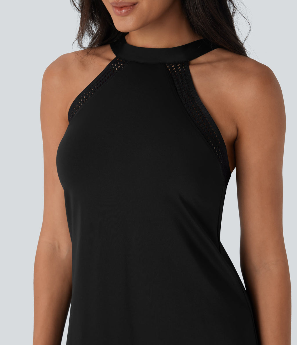SoftlyZeroTM Airy Tie Back 2-in-1 Cool Touch Mini Yoga Active Dress with Pocket-UPF50+