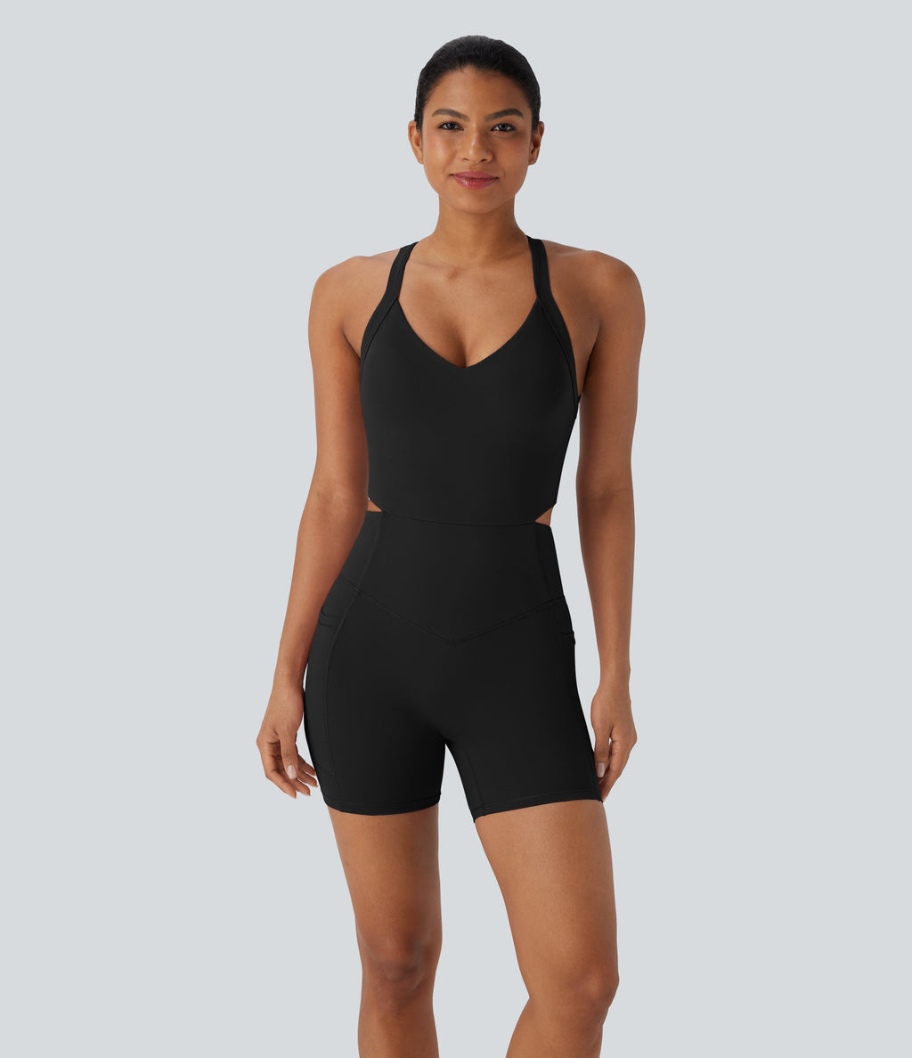 UltraSculptTM SoCinched Tummy Control Training Romper with Pockets-Easy Peezy Edition