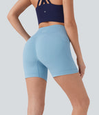 Seamless Flow High Waisted Yoga Biker Shorts 5'' with Pockets