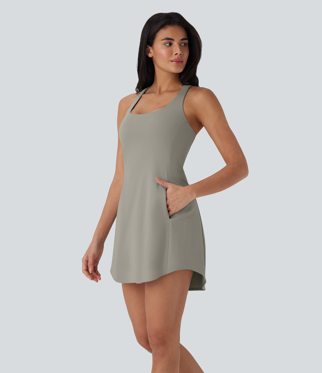 SoftlyZeroTM QuickDry 2-Piece Mini Tennis Active Dress with Pockets