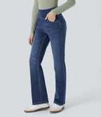 2026🔥FlexTM High Waisted Multiple Pockets Washed Stretchy Knit Casual Bootcut Jeans