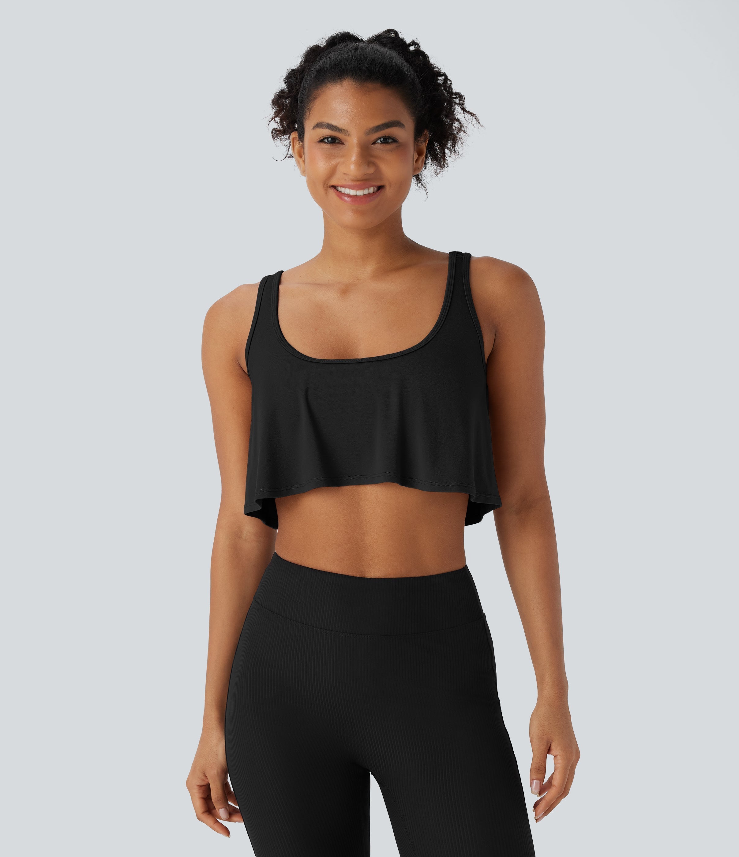 U Neck Draped Cropped Yoga Tank Top
