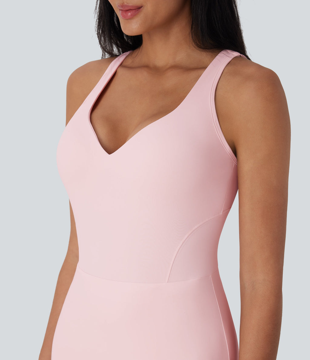 SoftlyZeroTM Plush Push-Up Molded Cups 2-in-1 Yoga Active Dress with Pockets-Easy Peezy-D/DD/DDD/F Cups