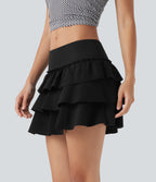 Low Rise Ruffle 2-in-1 Mini Casual Skirt with Pockets