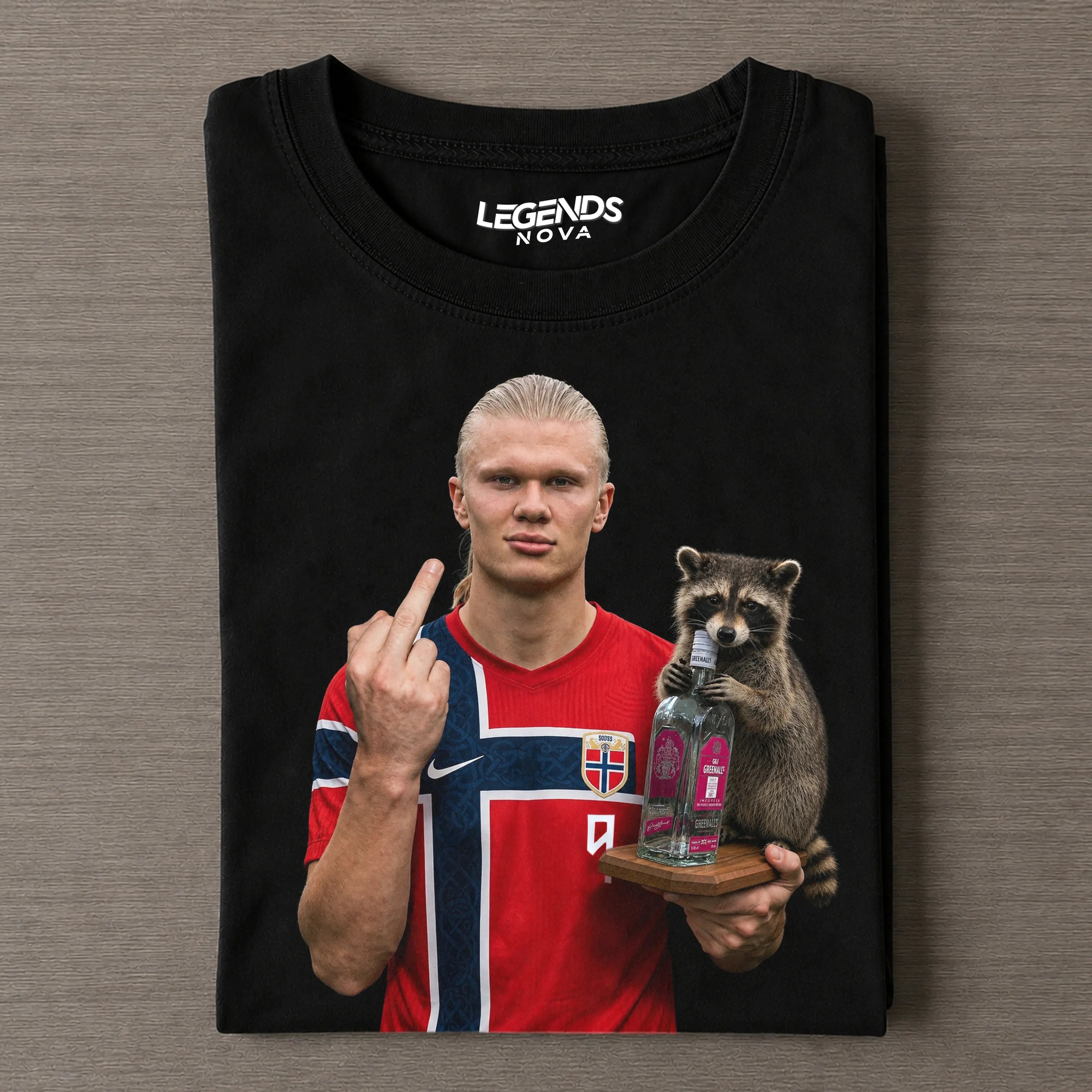 Erling Haland & Whiskey Raccoon H-MT-F V2 Tee