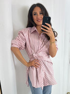 Tie Side Pinstripe Shirt (2 Colours)