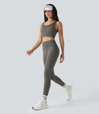 Light Support Seamless Flow U Back Ribbed Hem Yoga Sports Bra