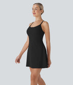 SpeedWaveTM Racerback Cut Out 2 Piece Mini Quick Dry Hiking Active Slip Dress with Pockets