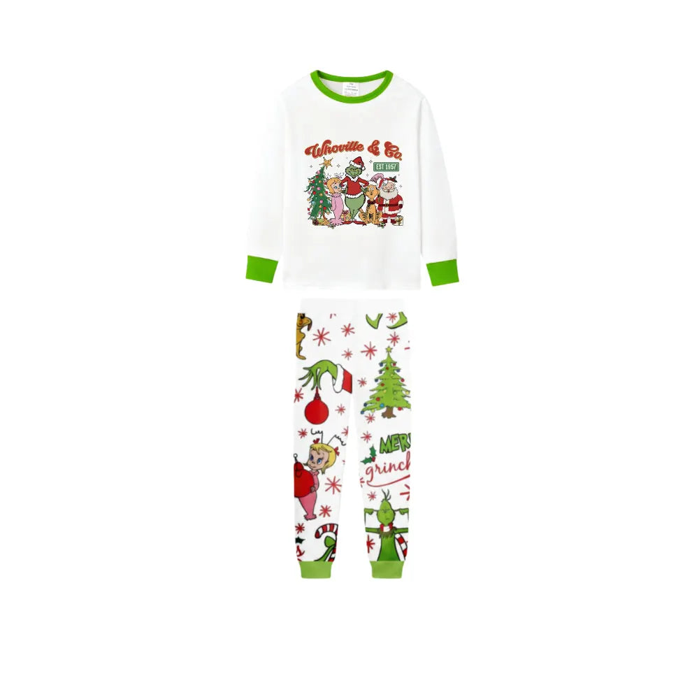 Holiday Family Christmas Pajamas Set With Playful Xmas Character Pattern Print