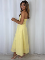 Ruched Tie Neck Smocked Back Midi Dress (2 Colours)