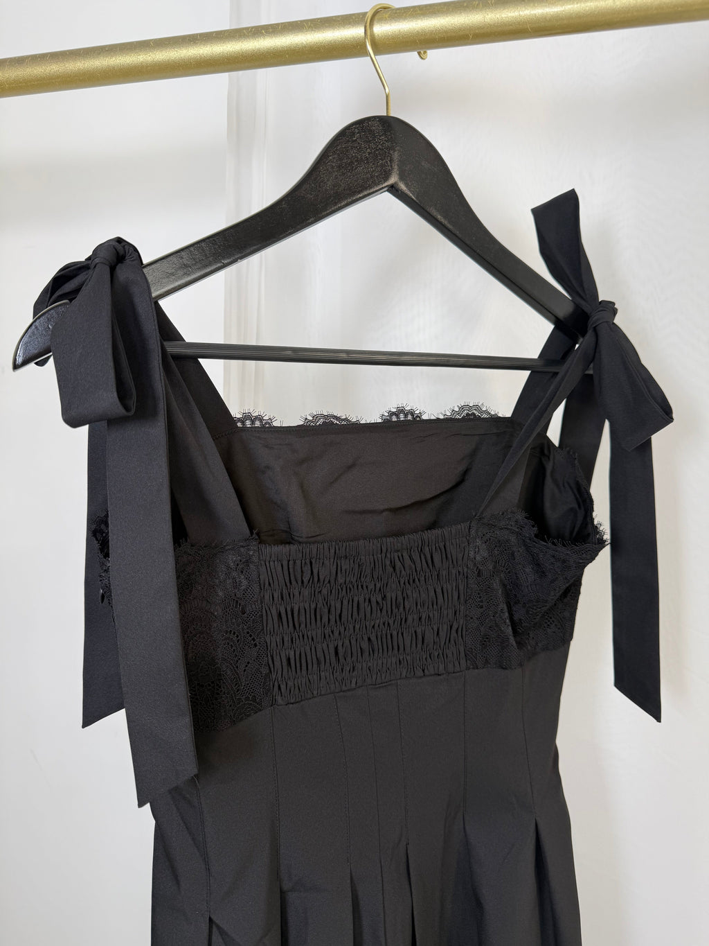 Riviera - Lace Tie-Shoulder Midi Dress (Black)