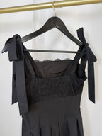 Riviera - Lace Tie-Shoulder Midi Dress (Black)