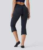 UltraSculptTM SoCinched High Waisted Tummy Control Butt Lifting Ruched Capri Yoga Bootcut Leggings with Pockets