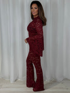 Lace Bell Sleeve Top & Flared Trouser Co-Ord (3 Colours)