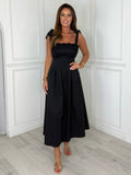 Riviera - Lace Tie-Shoulder Midi Dress (Black)