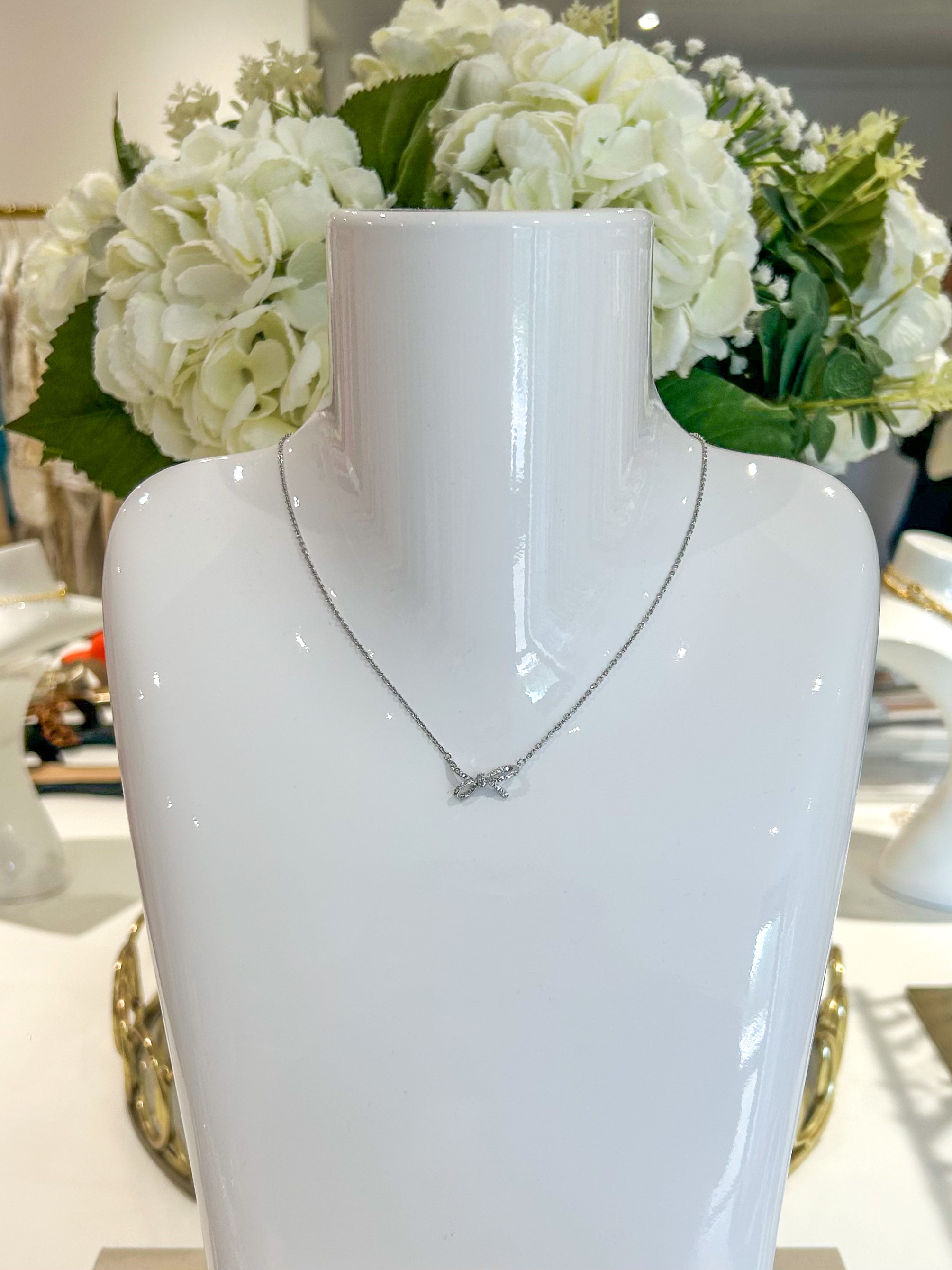 Diamante Bow Necklace (2 Colours)