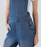 FlexTM Straight Leg Denim Casual Overalls with Pockets