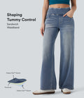 FlexTM SoCinched Mid Rise Tummy Control Casual Baggy Jeans with Pockets