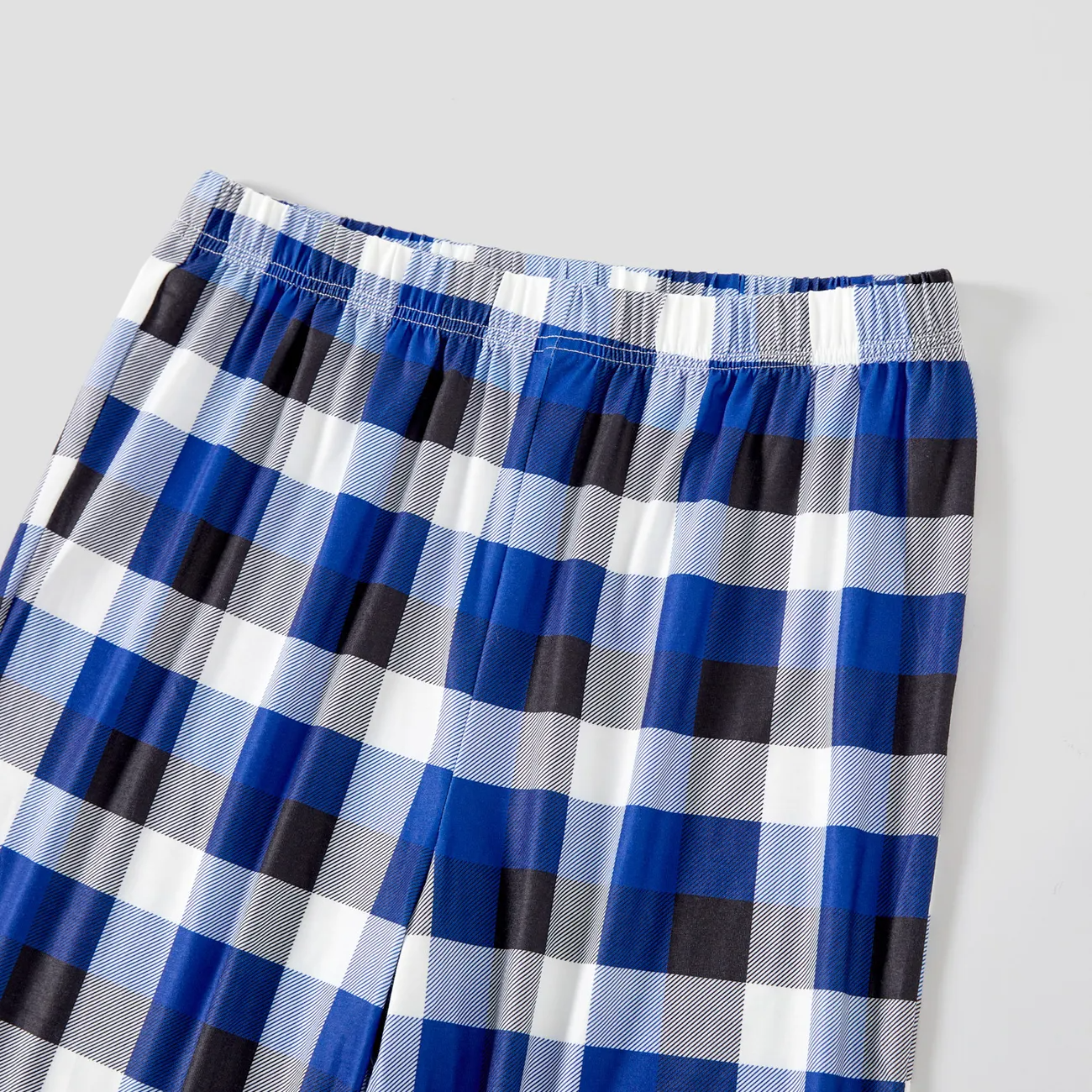 Christmas Family Matching Pajamas-Navy & White Plaid Pjs Set with "Merry Christmas 2025" Print