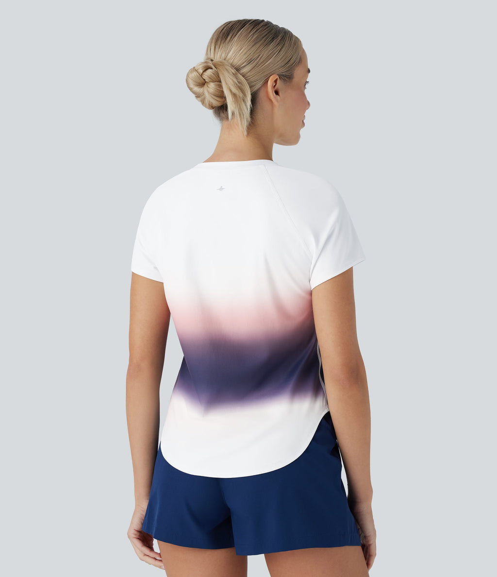 SoftlyZeroTM QuickDry Round Neck Short Sleeve Gradient Running Sports Top