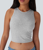 Round Neck Cropped Casual Tank Top