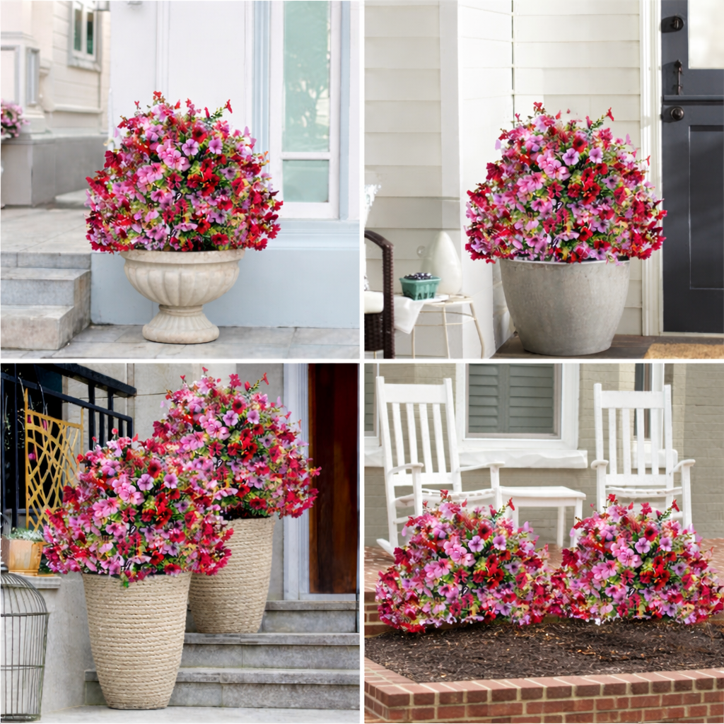 Outdoor Artificial flowers garden stakes – Waterproof,Windproof,UV Resistant Outdoor Faux Floral Decor