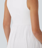 BreezefulTM Half Zipper Sleeveless 2-in-1 Pleated Hem Mini Quick Dry Tennis Active Dress with Pockets-Easy Peezy