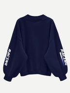 Women's Number Print V Neck Sweatshirt, Casual Long Sleeve Pullover for Fall & Winter, Women's Clothes for Daily Wear, Womenswear Tops