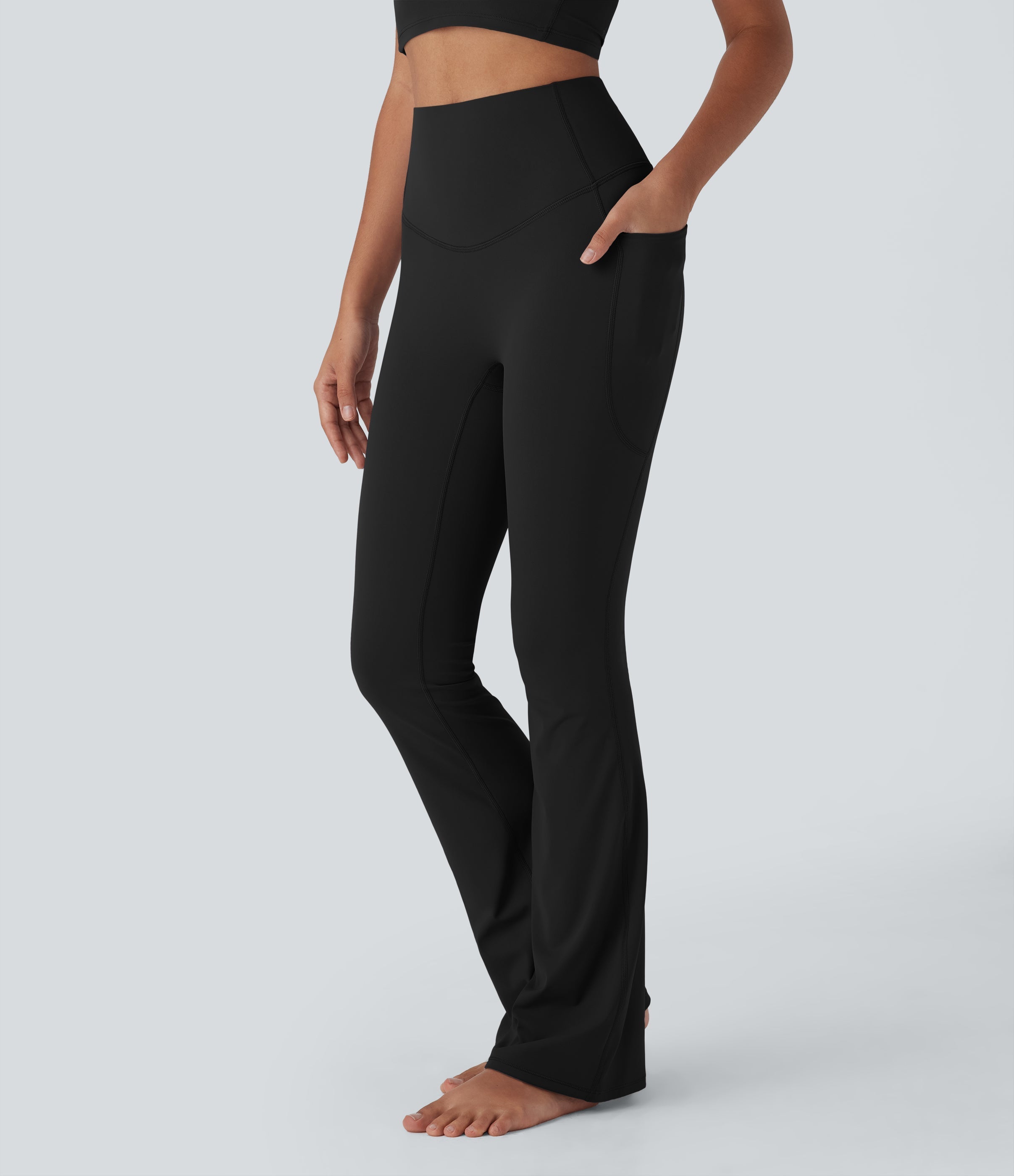 UltraSculptTM Cool Quick Dry SoCinched High Waisted Tummy Control Yoga Bootcut Leggings-UPF 50+ with Pockets