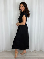 Shoulder Pad Cap Sleeve Midi Dress (7 Colours)