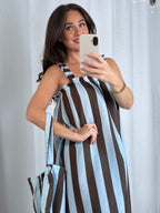 Striped Cotton Maxi Dress With Bag (4 Colours)