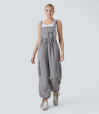 Drawstring  Relax Casual Cargo Overall with Pockets