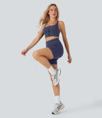 SoftlyZeroTM QuickDry SoCinched High-Waisted Tummy-Control Ruched Running Biker Shorts 5''