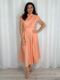 Shoulder Pad Cap Sleeve Midi Dress (7 Colours)